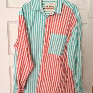 Blanca Colorblock Striped Button-Up Shirt (Size L)